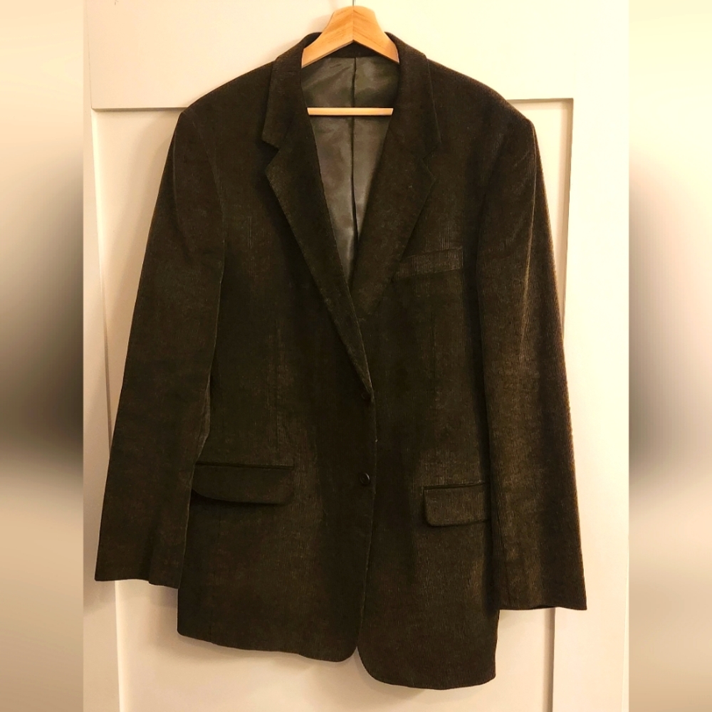 Alan Flusser Dark Green Sport Coat Blazer Jacket Men's Size 44